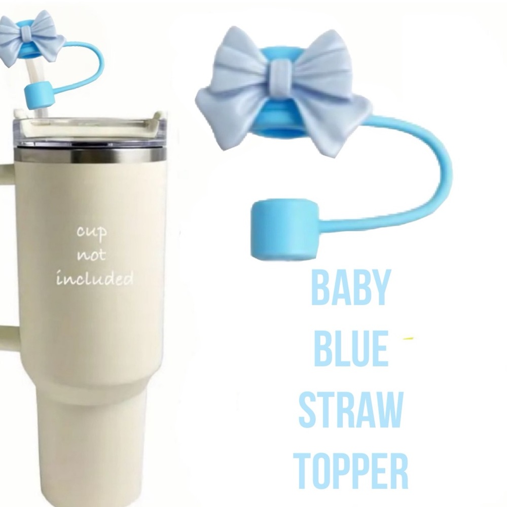 Bow Straw Topper, Fits 10mm Straws, NEW, BABY BLUE